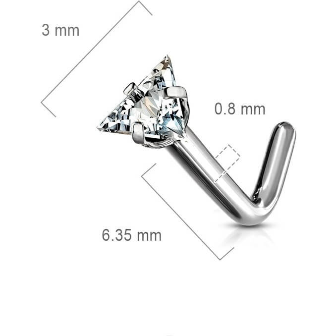 Titan Nasenstecker L-Form Dreieck Zirkonia Silber - Image 4