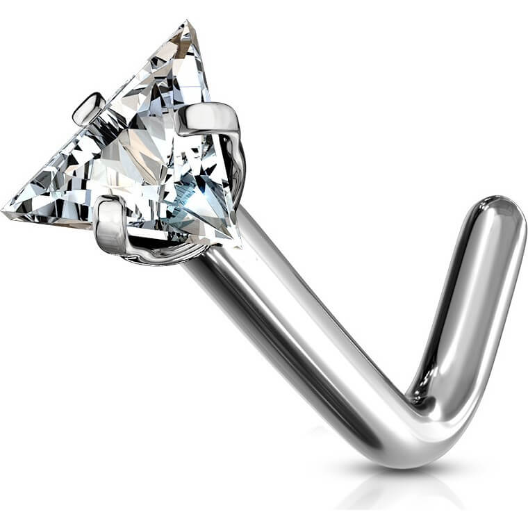 Titan Nasenstecker L-Form Dreieck Zirkonia Silber - Image 5