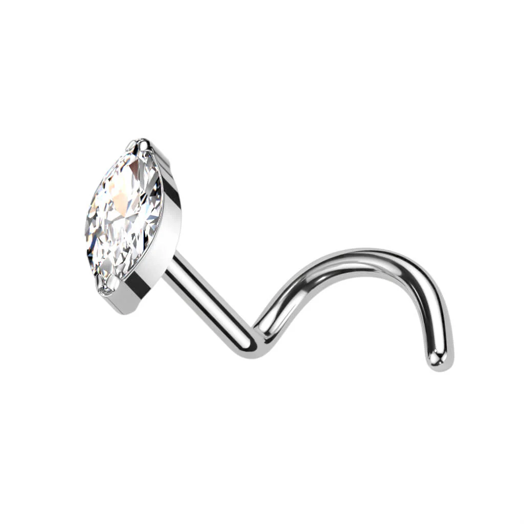 Titan Nasenstecker Marquise Schliff Zirkonia - Image 3