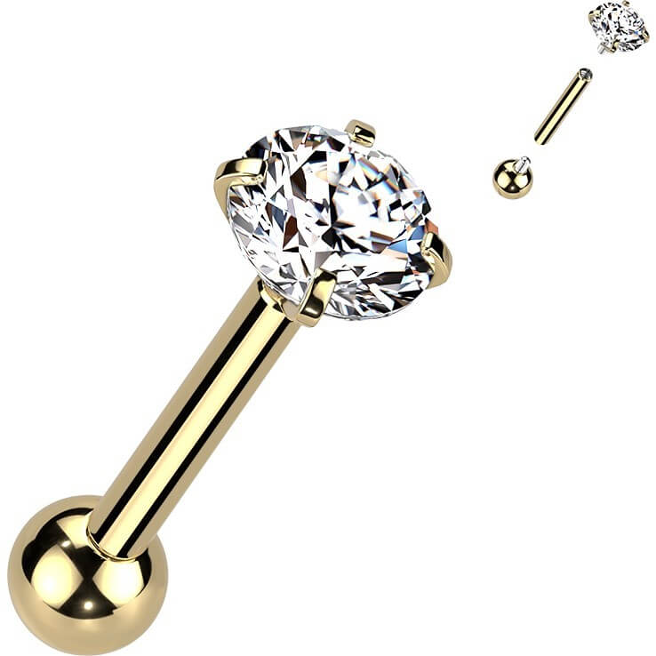 Titan Barbell Zirkonia Silber Innengewinde - Image 4