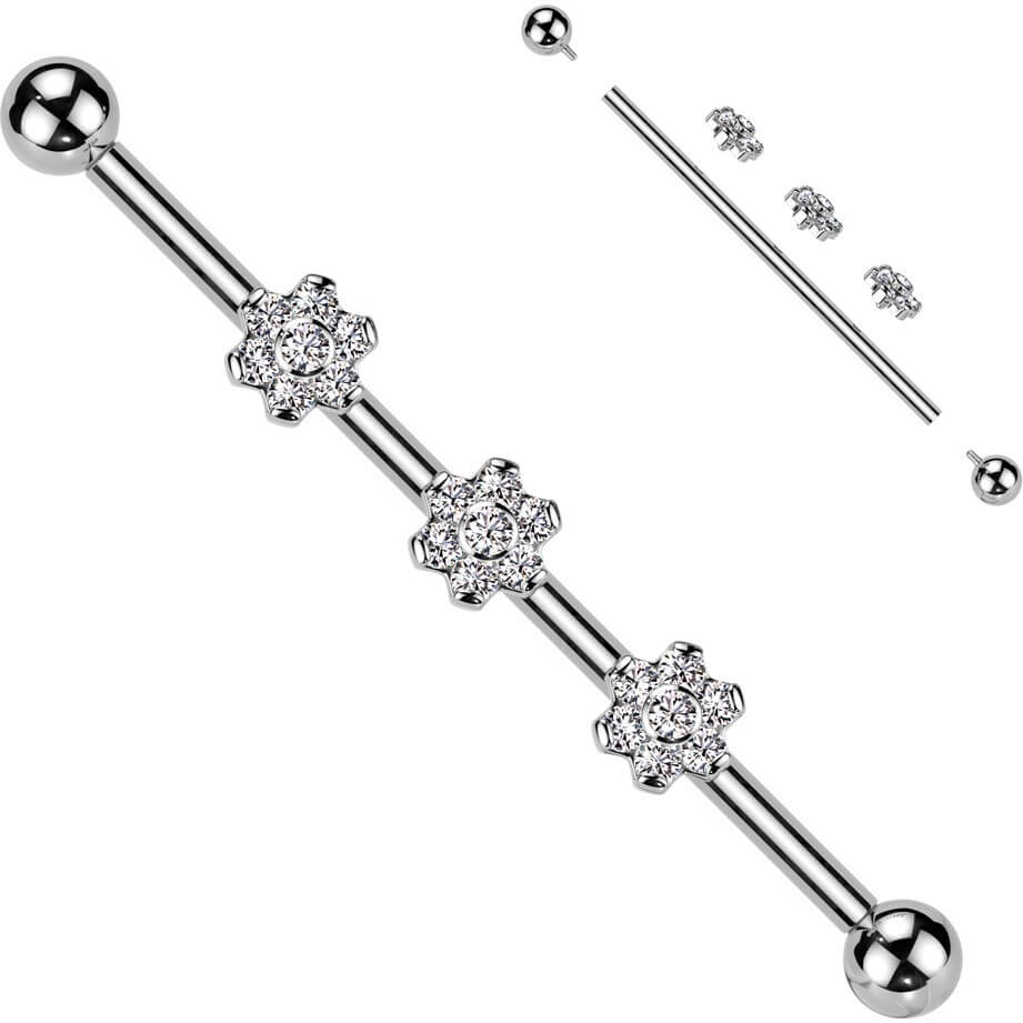 Titan Industrial Barbell 3 Blumen Aufsätze Zirkonia Innengewinde - Image 6