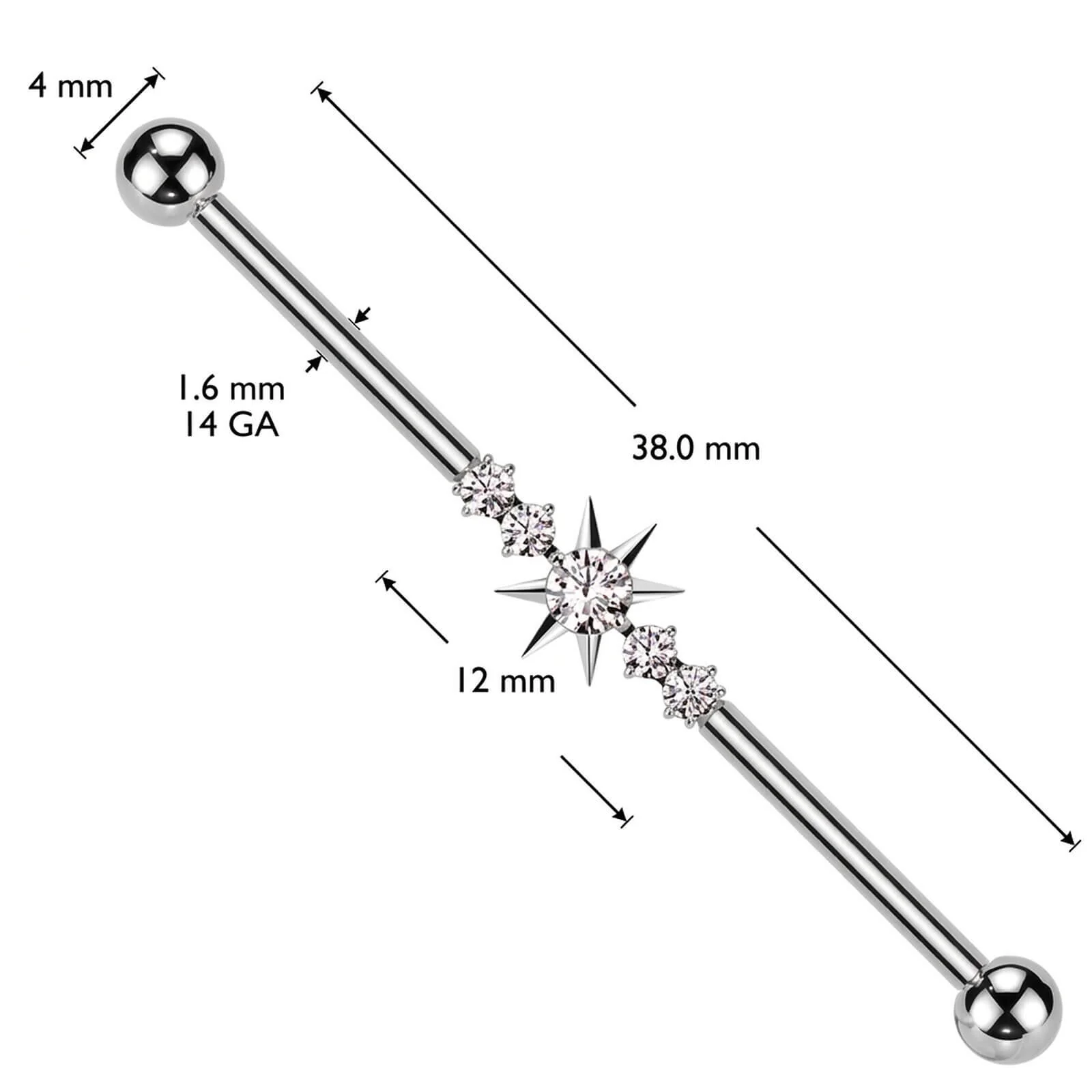 Titan Industrial Barbell Spikes Zirkonia Innengewinde - Image 4