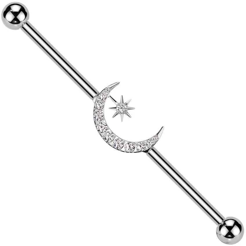 Titan Industrial Barbell Halbmond Stern Zirkonia Innengewinde