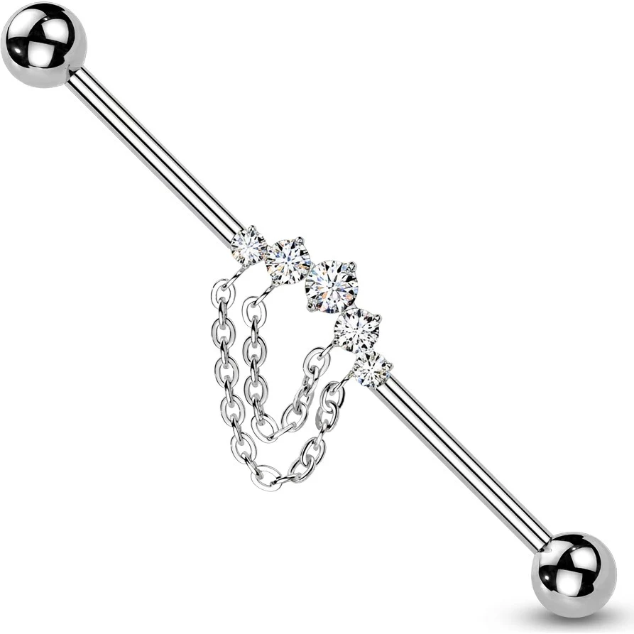 Titan Industrial Barbell 5 Zirkonia Doppelkette Innengewinde
