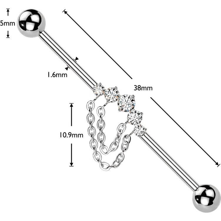 Titan Industrial Barbell 5 Zirkonia Doppelkette Innengewinde - Image 2