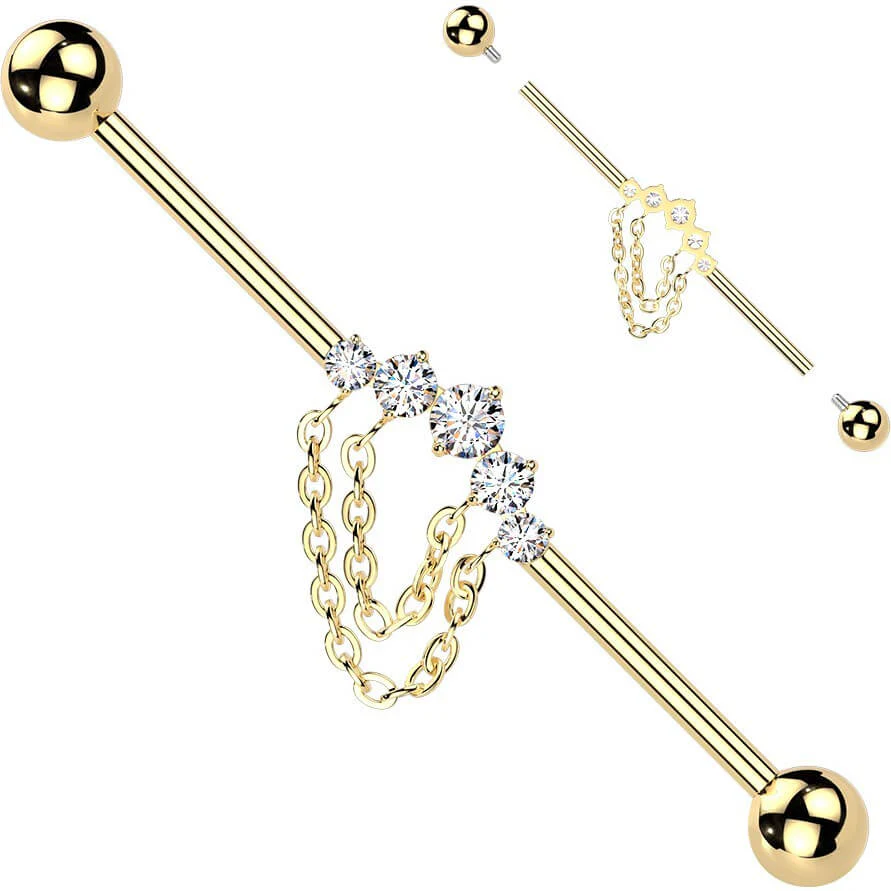 Titan Industrial Barbell 5 Zirkonia Doppelkette Innengewinde - Image 3
