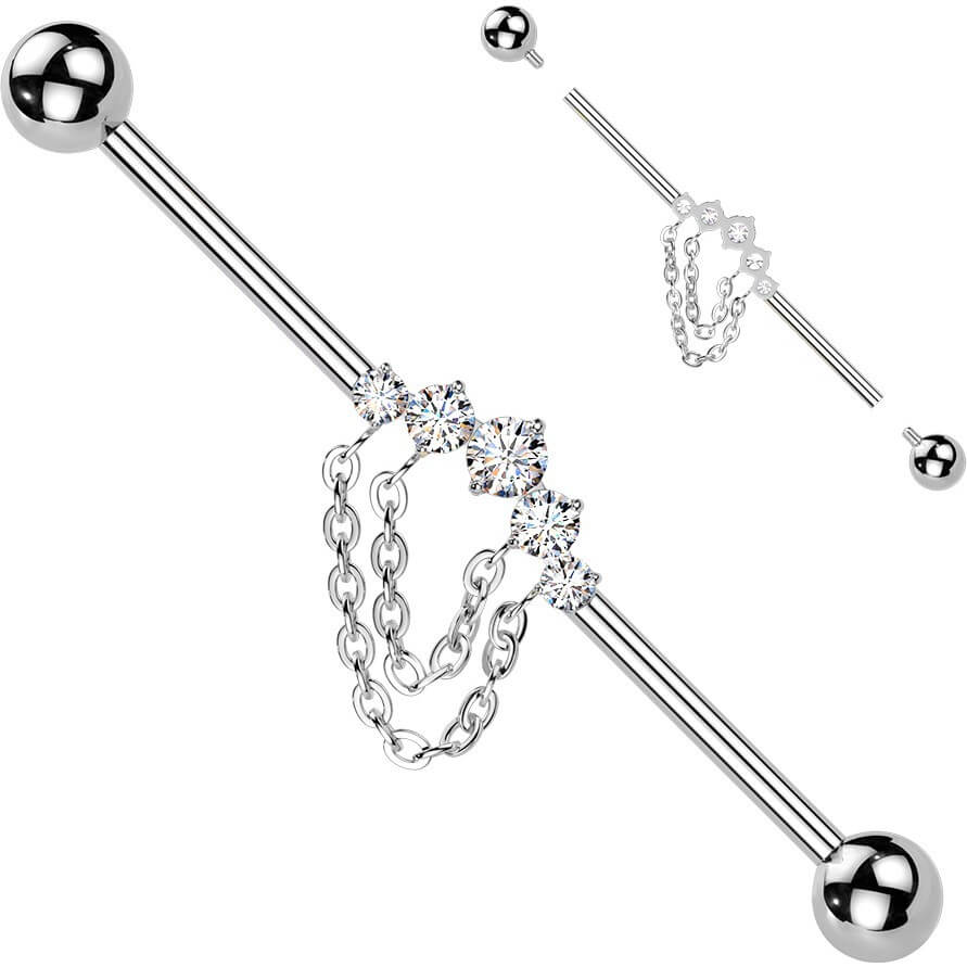 Titan Industrial Barbell 5 Zirkonia Doppelkette Innengewinde - Image 4