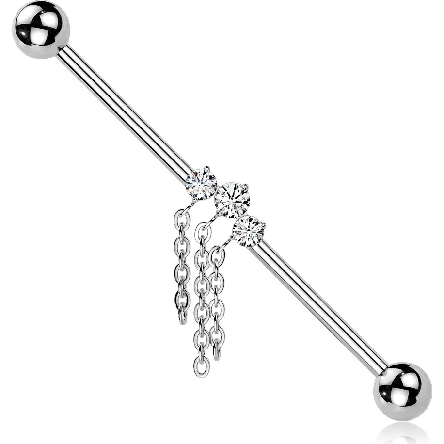 Titan Industrial Barbell 3 Zirkonia dreifach Kettenanhänger Innengewinde