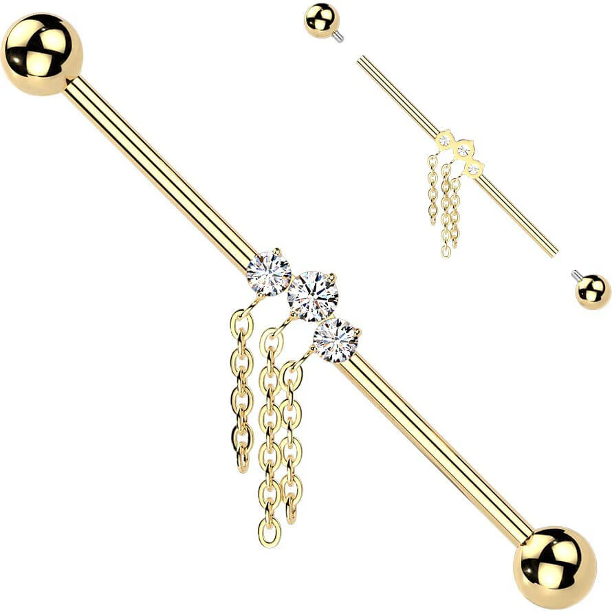 Titan Industrial Barbell 3 Zirkonia dreifach Kettenanhänger Innengewinde - Image 3