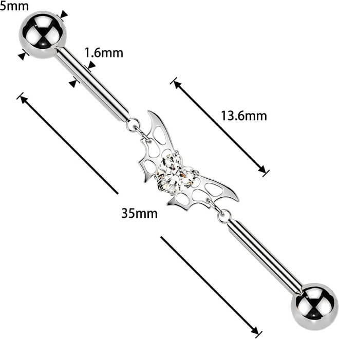Titan Industrial Barbell Fledermaus Zirkonia Kette Innengewinde - Image 2