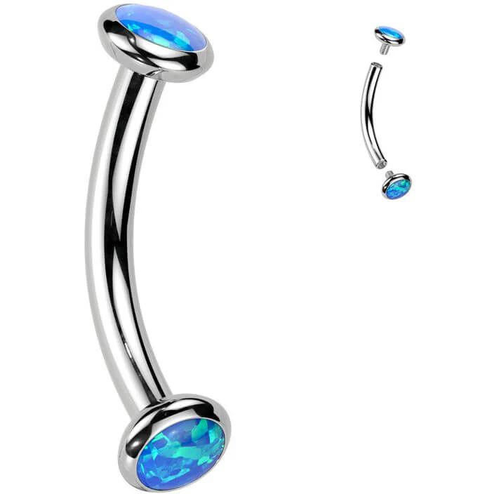 Titan Curved Barbell Opal Zirkonia Innengewinde - Image 10