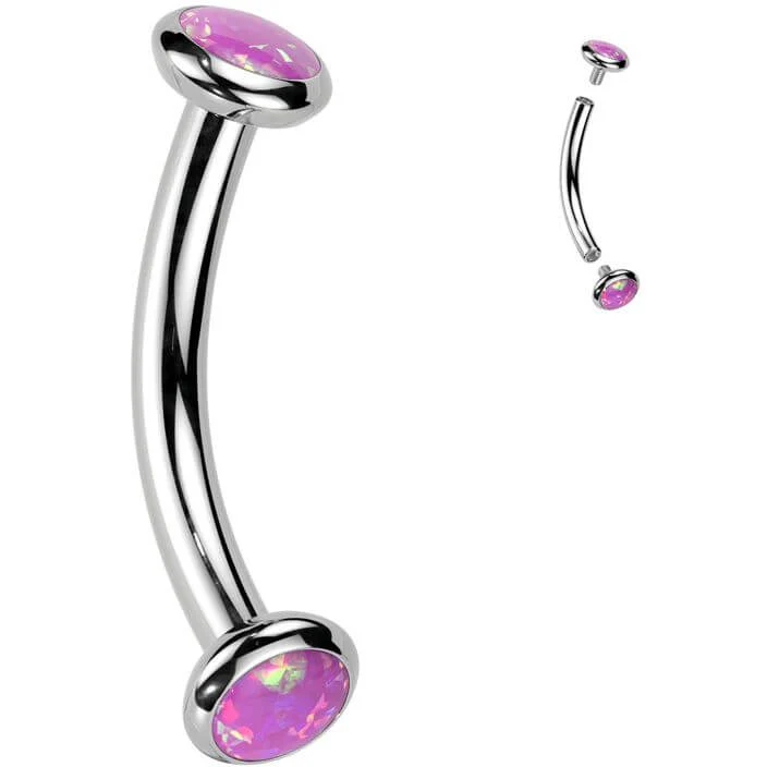 Titan Curved Barbell Opal Zirkonia Innengewinde - Image 11