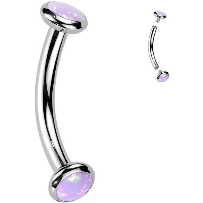 Titan Curved Barbell Opal Zirkonia Innengewinde - Image 12