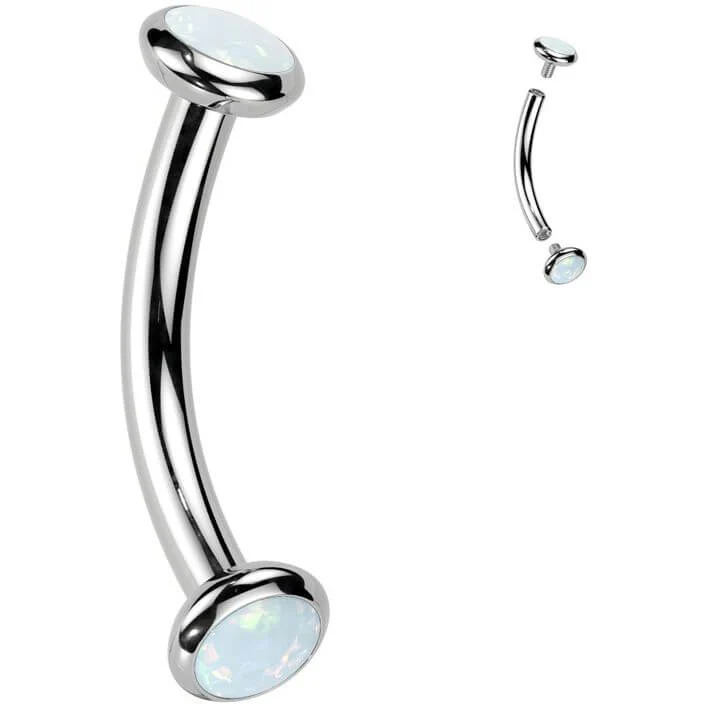 Titan Curved Barbell Opal Zirkonia Innengewinde - Image 13