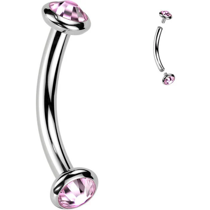 Titan Curved Barbell Opal Zirkonia Innengewinde - Image 14
