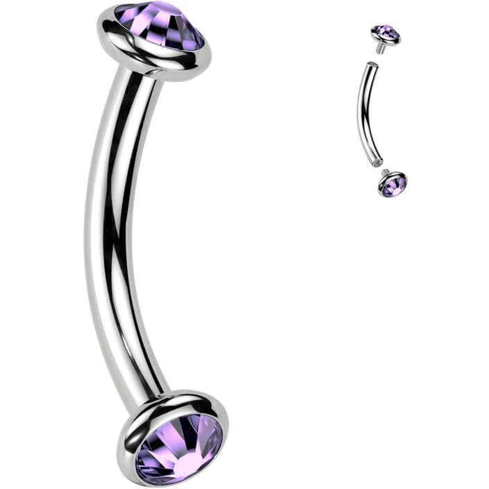 Titan Curved Barbell Opal Zirkonia Innengewinde - Image 16