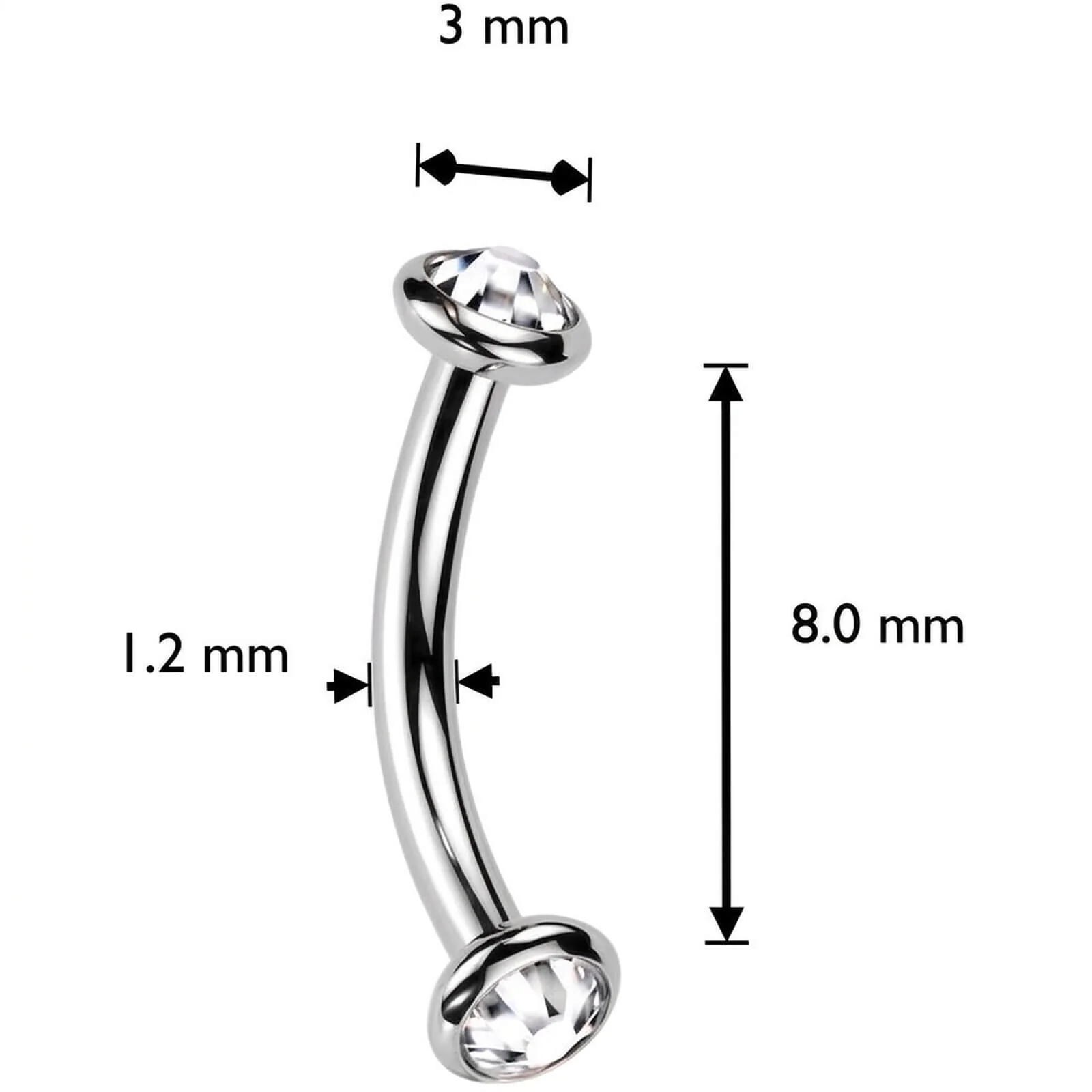 Titan Curved Barbell Opal Zirkonia Innengewinde - Image 17
