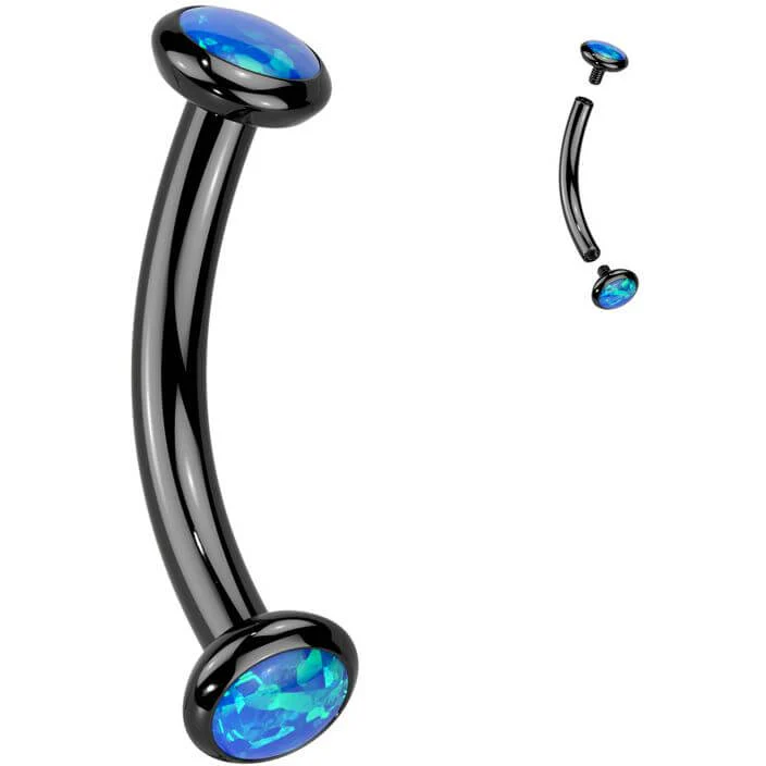 Titan Curved Barbell Opal Zirkonia Innengewinde - Image 2