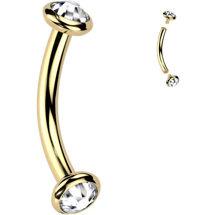 Titan Curved Barbell Opal Zirkonia Innengewinde - Image 4