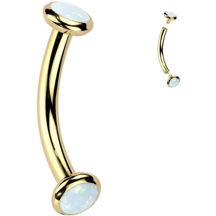 Titan Curved Barbell Opal Zirkonia Innengewinde - Image 5