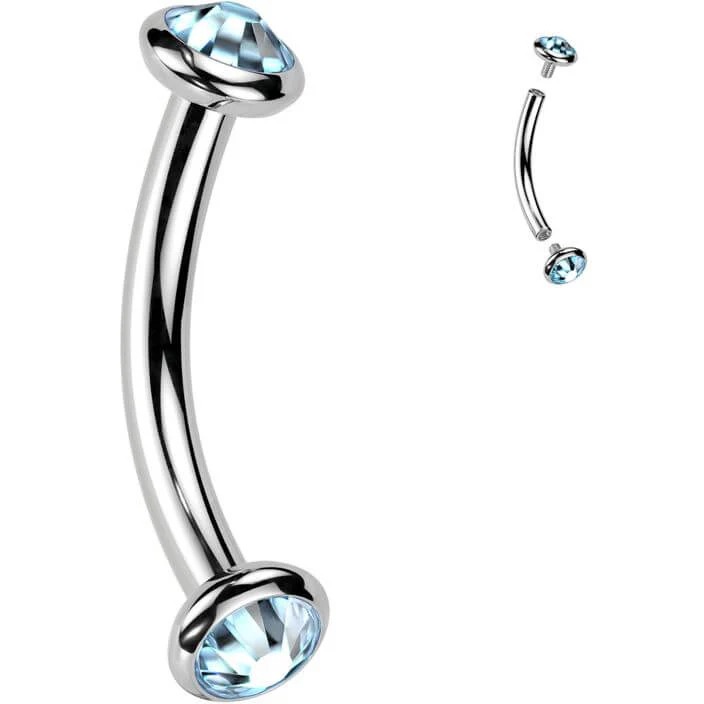 Titan Curved Barbell Opal Zirkonia Innengewinde - Image 7