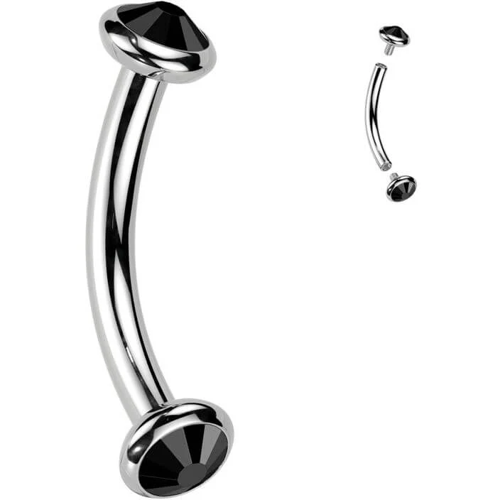 Titan Curved Barbell Opal Zirkonia Innengewinde - Image 8