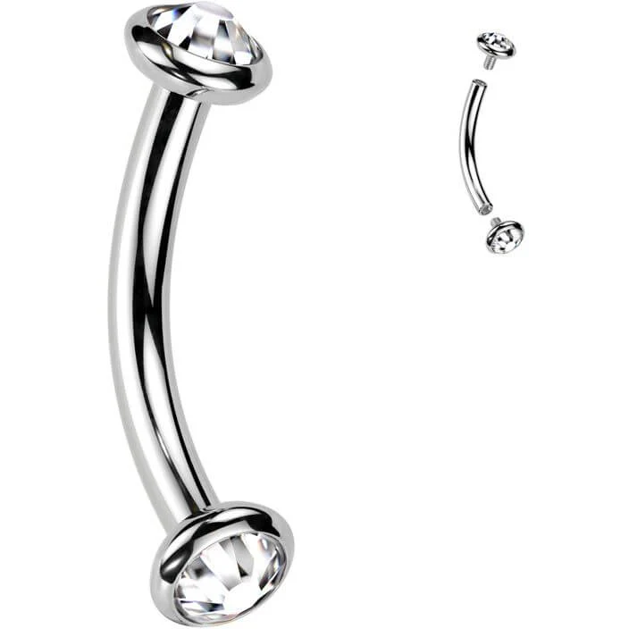 Titan Curved Barbell Opal Zirkonia Innengewinde - Image 9