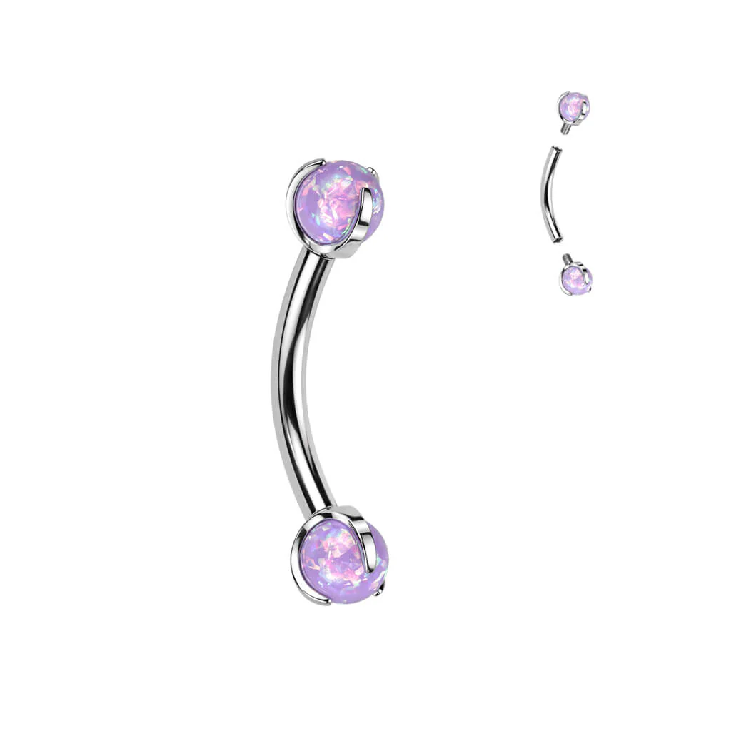 Titan Augenbrauenpiercing Kugel Opal Innengewinde - Image 5