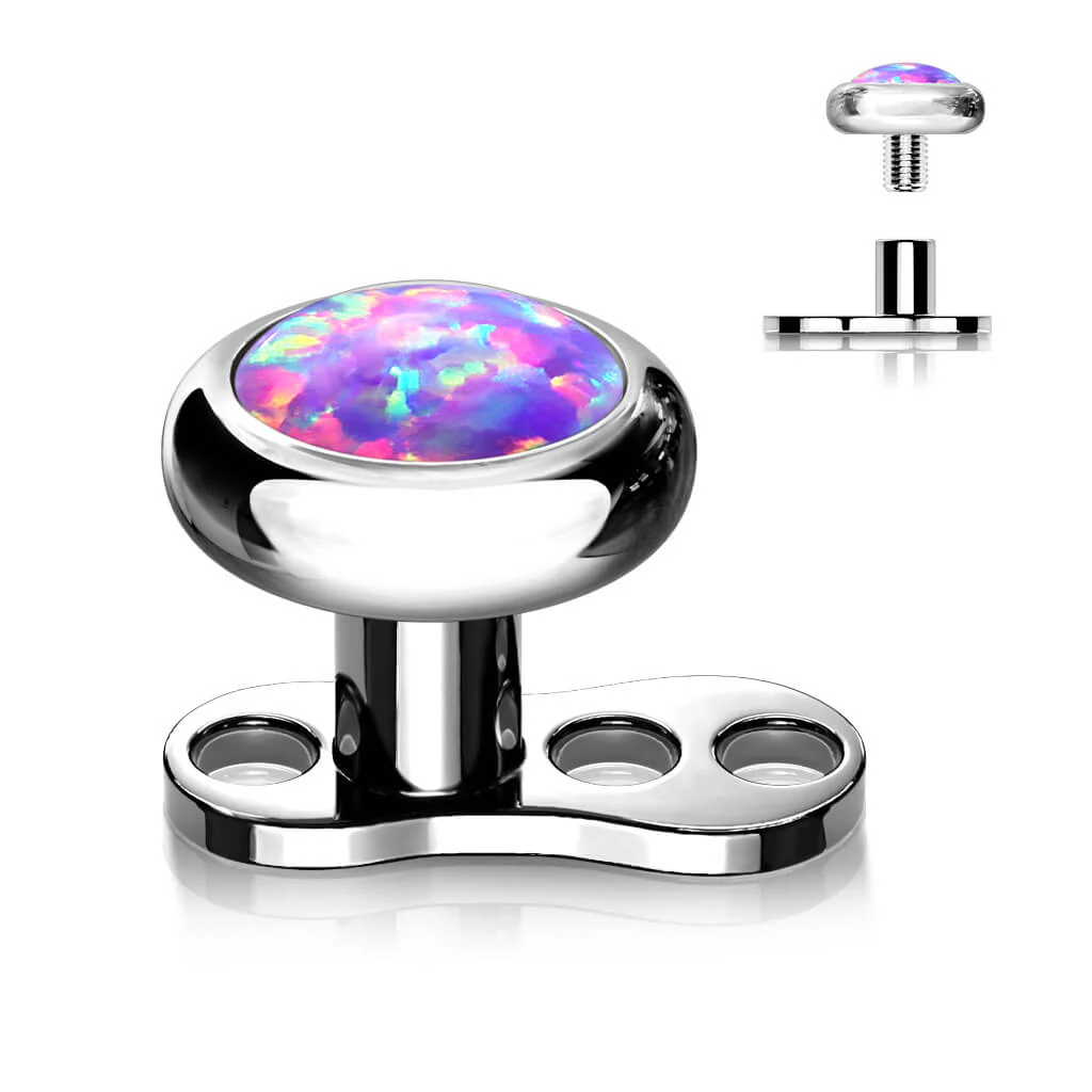 Titan Dermal Anchor Opal Flach Silber Gewinde 2mm Innengewinde - Image 8