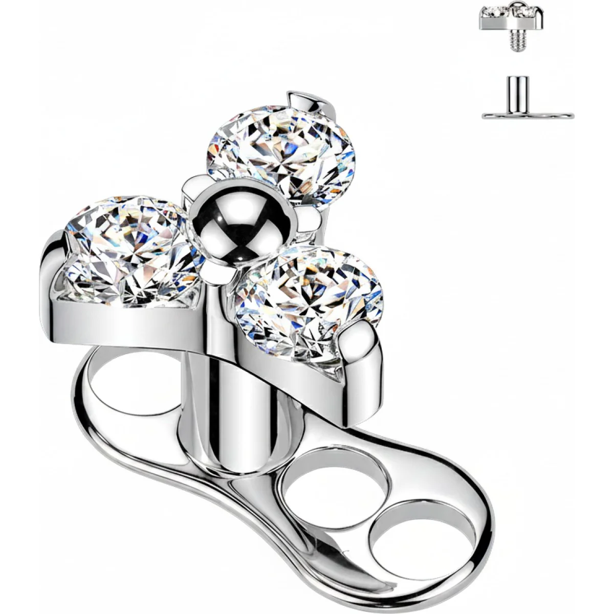 Titan Dermal Anchor Dreieck Zirkonia Innengewinde