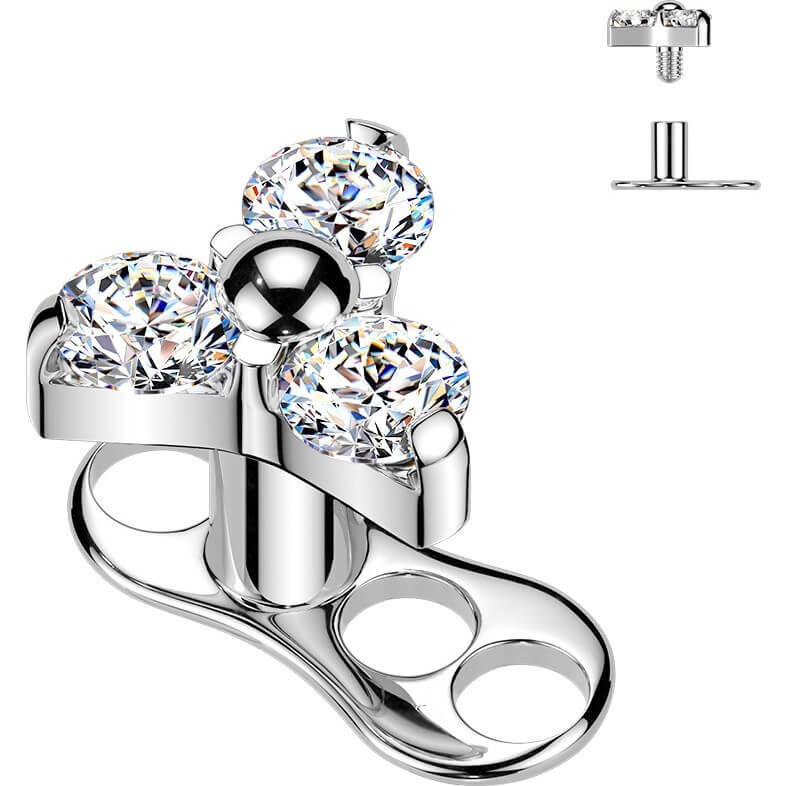 Titan Dermal Anchor Dreieck Zirkonia Innengewinde - Image 4