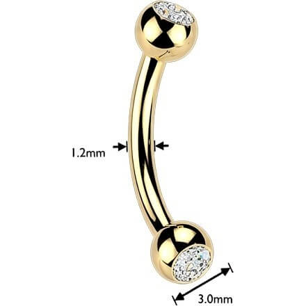 Titan Curved Barbell Kugel Zirkonia PVD Innengewinde - Image 2