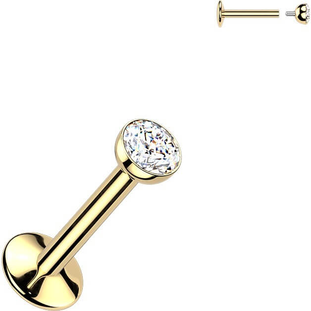Titan Labret Zirkonia Zargenfassung PVD Innengewinde - Image 2