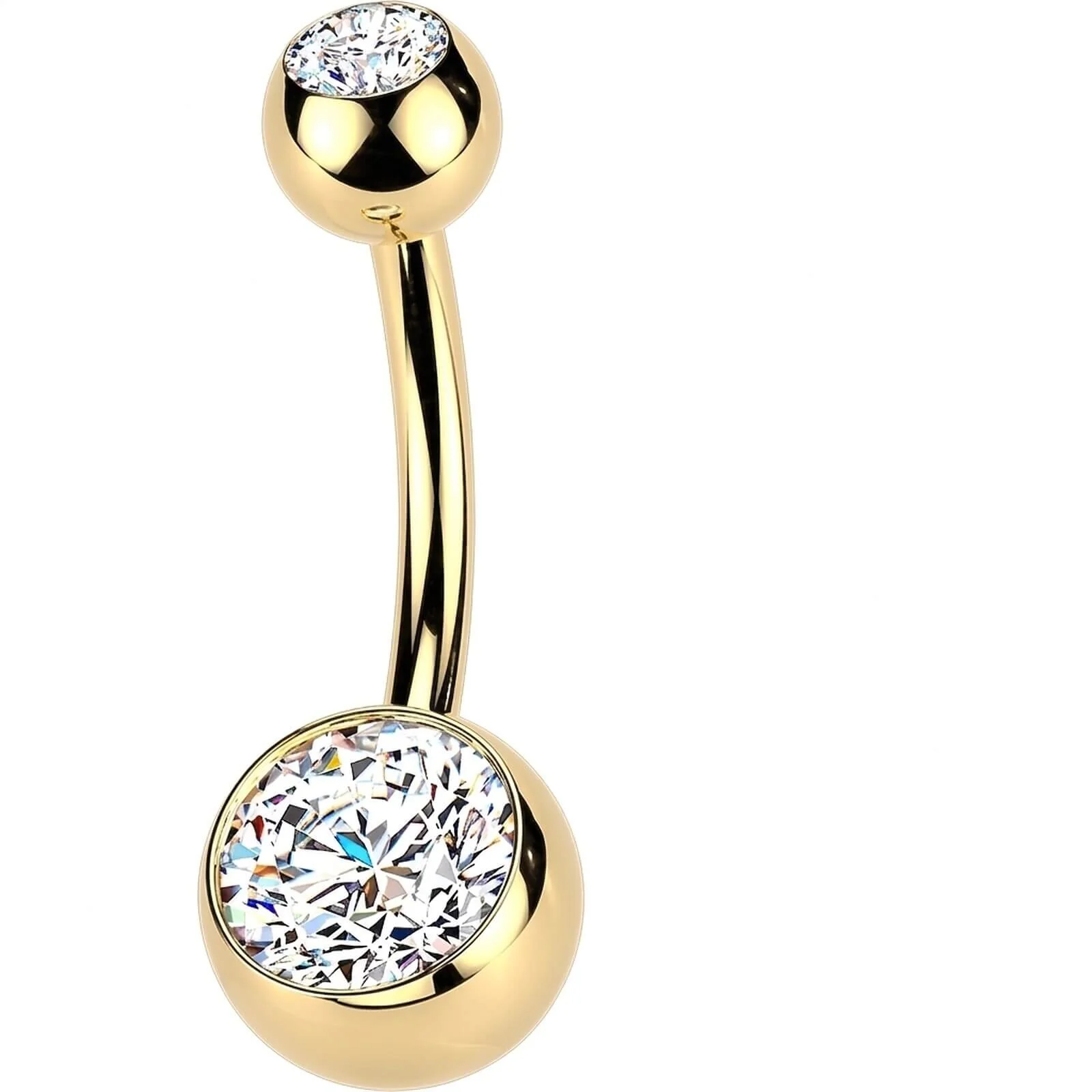 Titan Bauchnabelpiercing Doppel Zirkonia PVD Innengewinde