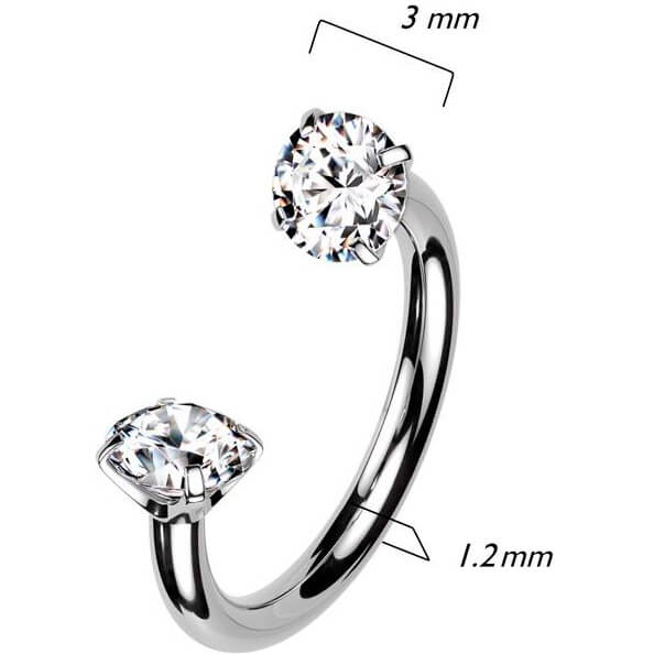 Titan Hufeisen Piercing Zirkonia Innengewinde - Image 6