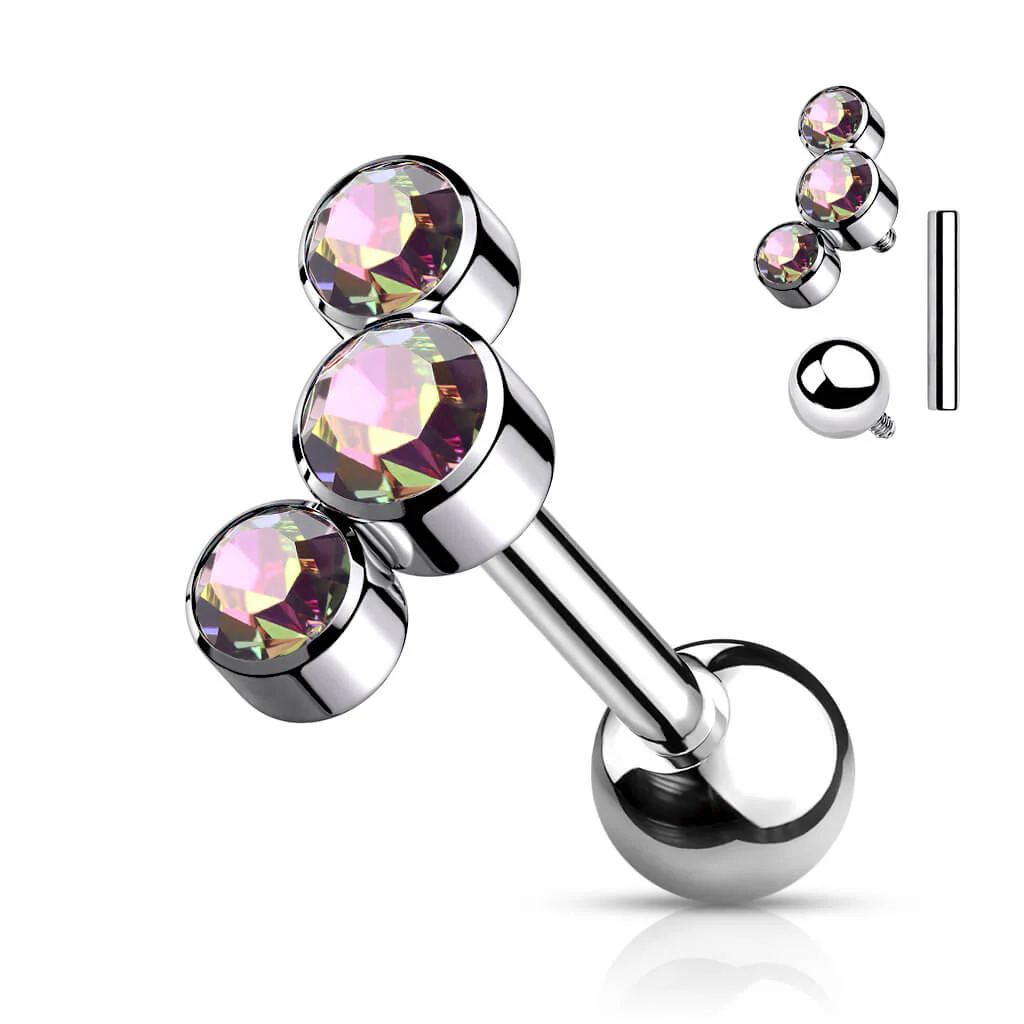 Titan Barbell 3 Zirkonia Silber Innengewinde - Image 10