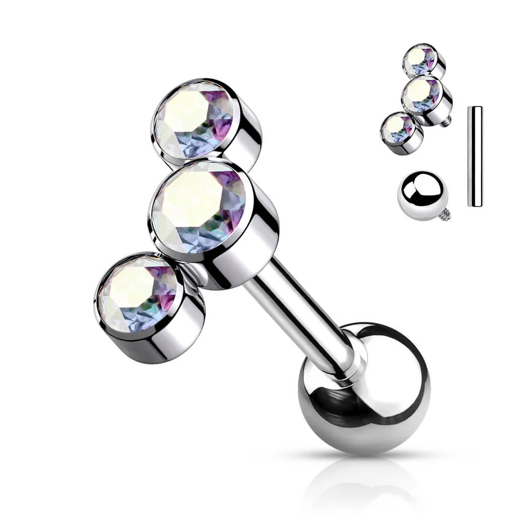 Titan Barbell 3 Zirkonia Silber Innengewinde - Image 2