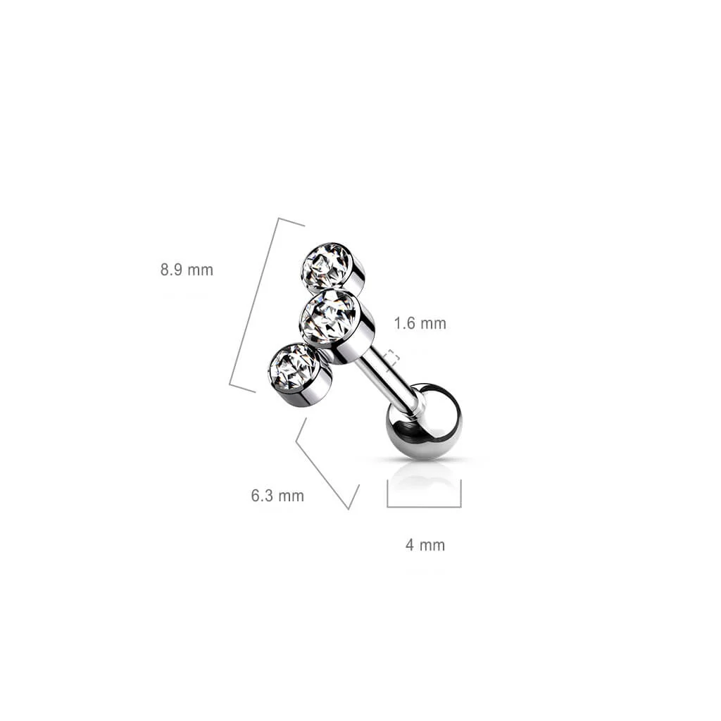 Titan Barbell 3 Zirkonia Silber Innengewinde - Image 3