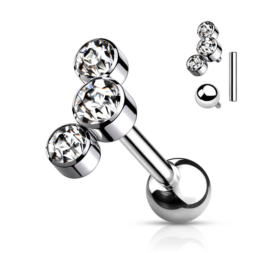 Titan Barbell 3 Zirkonia Silber Innengewinde - Image 4