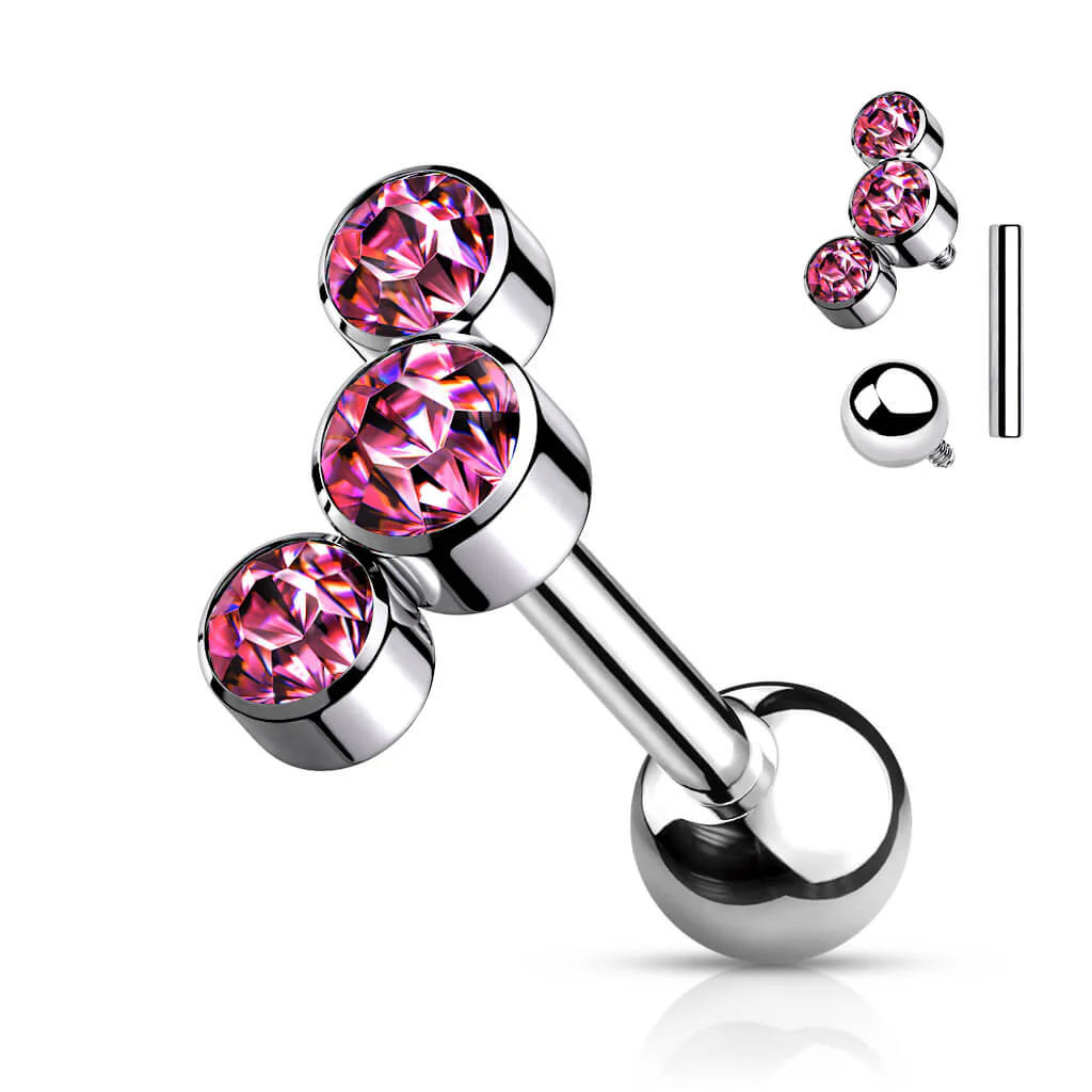 Titan Barbell 3 Zirkonia Silber Innengewinde - Image 6