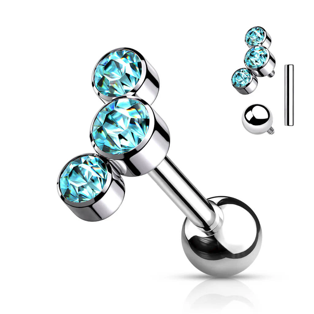 Titan Barbell 3 Zirkonia Silber Innengewinde - Image 8