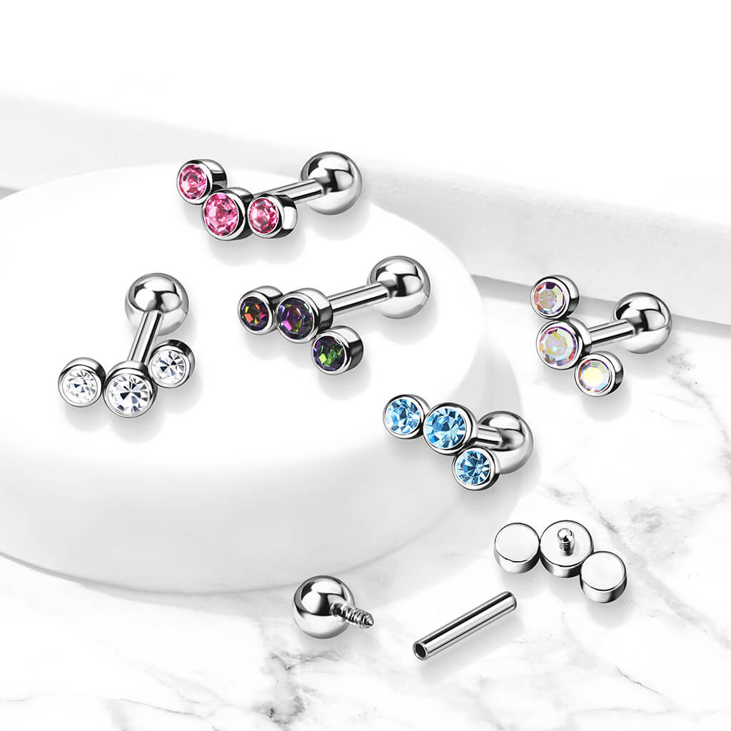 Titan Barbell 3 Zirkonia Silber Innengewinde - Image 9