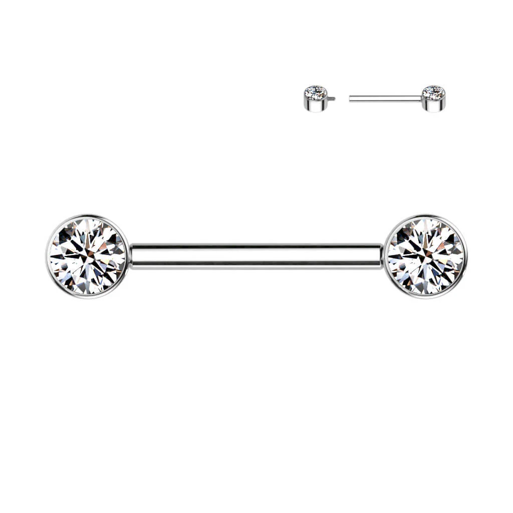 Titan Nippelpiercing Zirkonia Innengewinde - Image 4