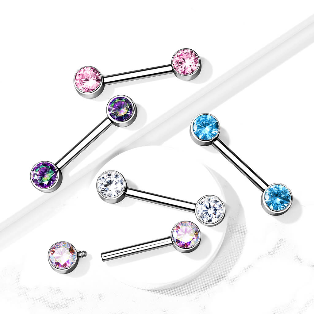 Titan Nippelpiercing Zirkonia Innengewinde - Image 7