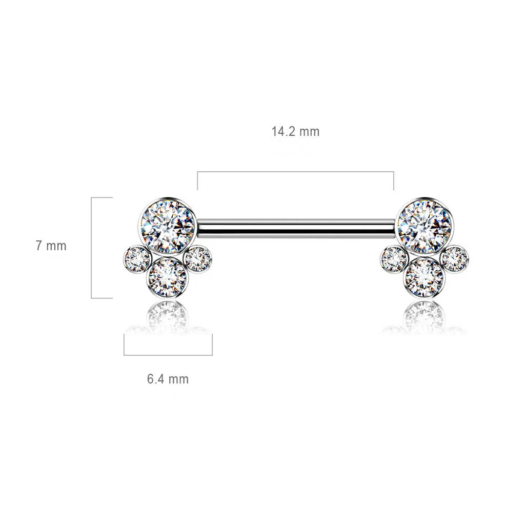 Titan Nippelpiercing 4 Zirkonia Silber Innengewinde - Image 3