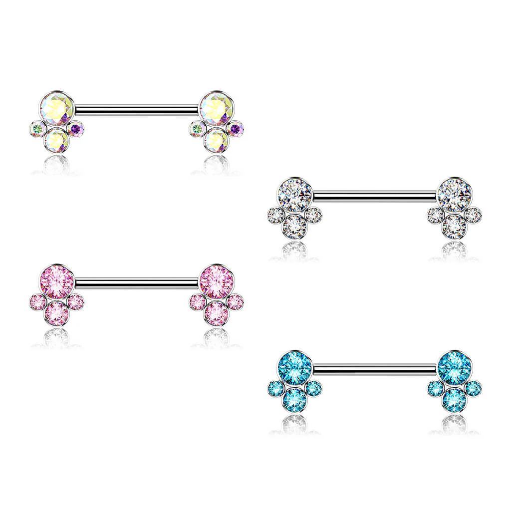 Titan Nippelpiercing 4 Zirkonia Silber Innengewinde - Image 5