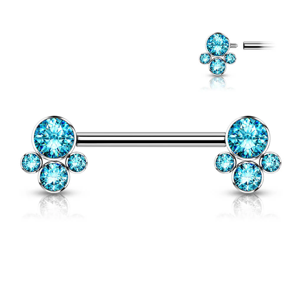 Titan Nippelpiercing 4 Zirkonia Silber Innengewinde - Image 8