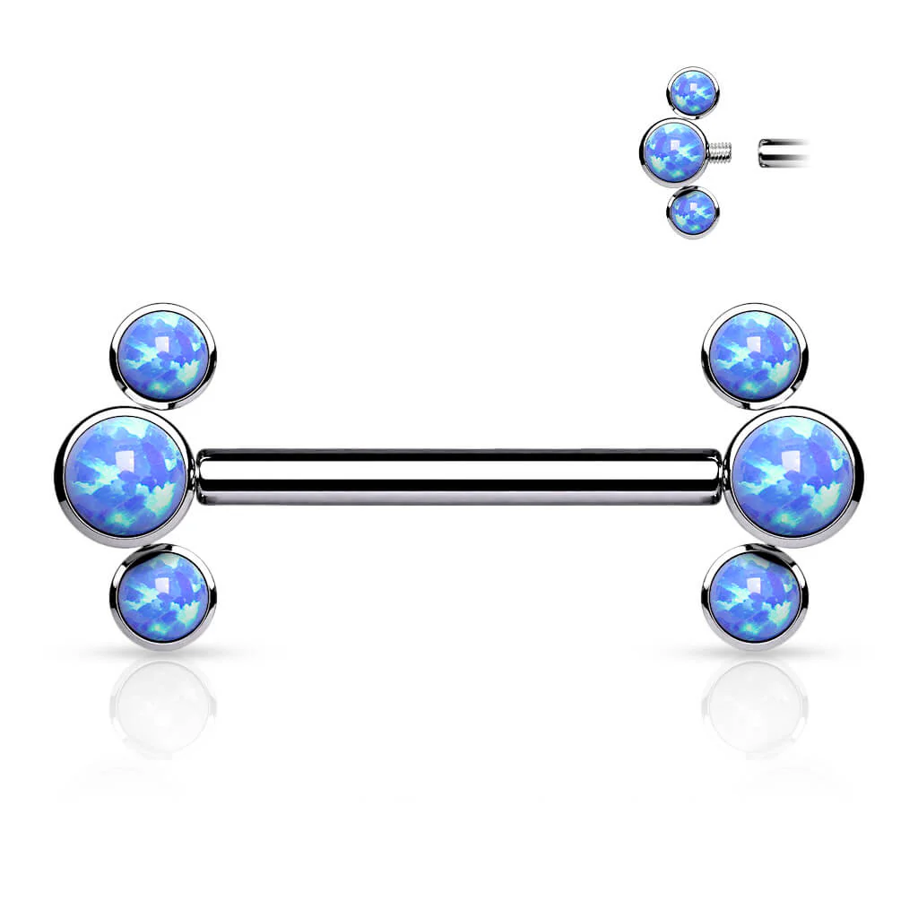 Titan Nippelpiercing 3 Opal Silber Innengewinde - Image 2