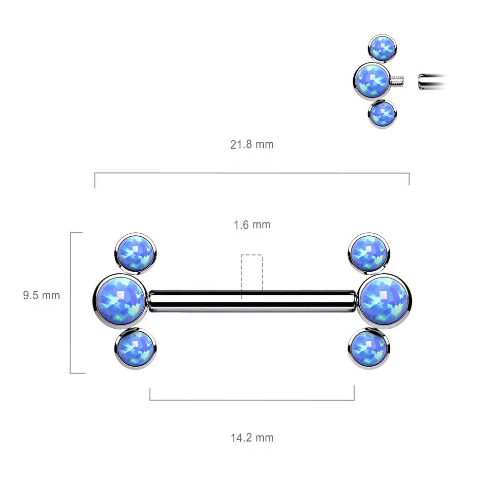 Titan Nippelpiercing 3 Opal Silber Innengewinde - Image 3