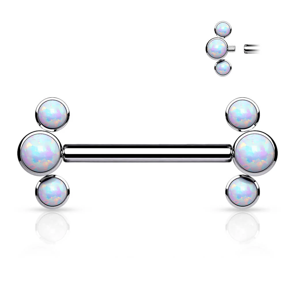 Titan Nippelpiercing 3 Opal Silber Innengewinde - Image 4